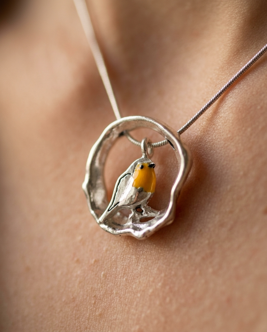 Women’s Silver Robin Bird Necklace - Verity