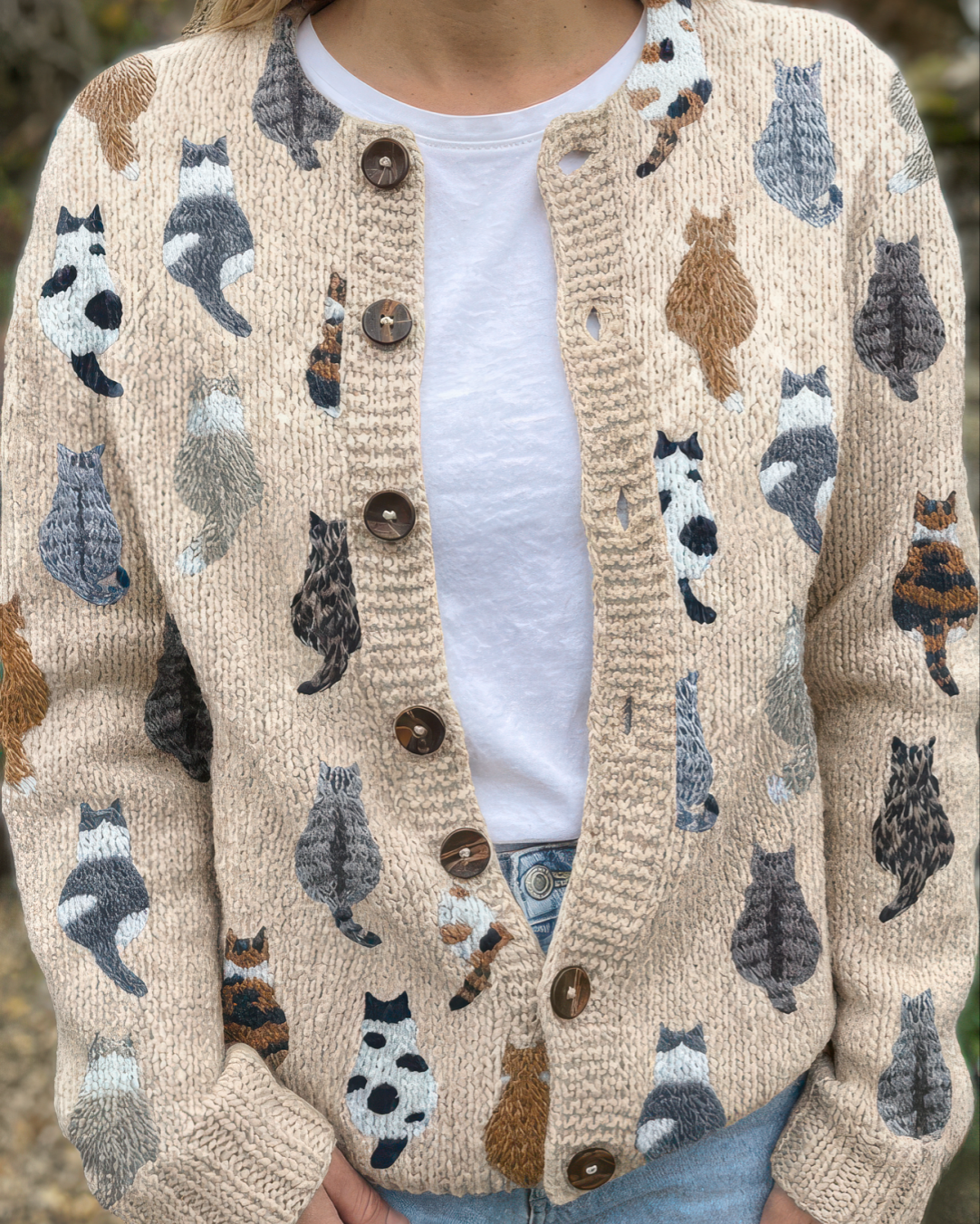 Marianne | Cosy Cat Print Cardigan